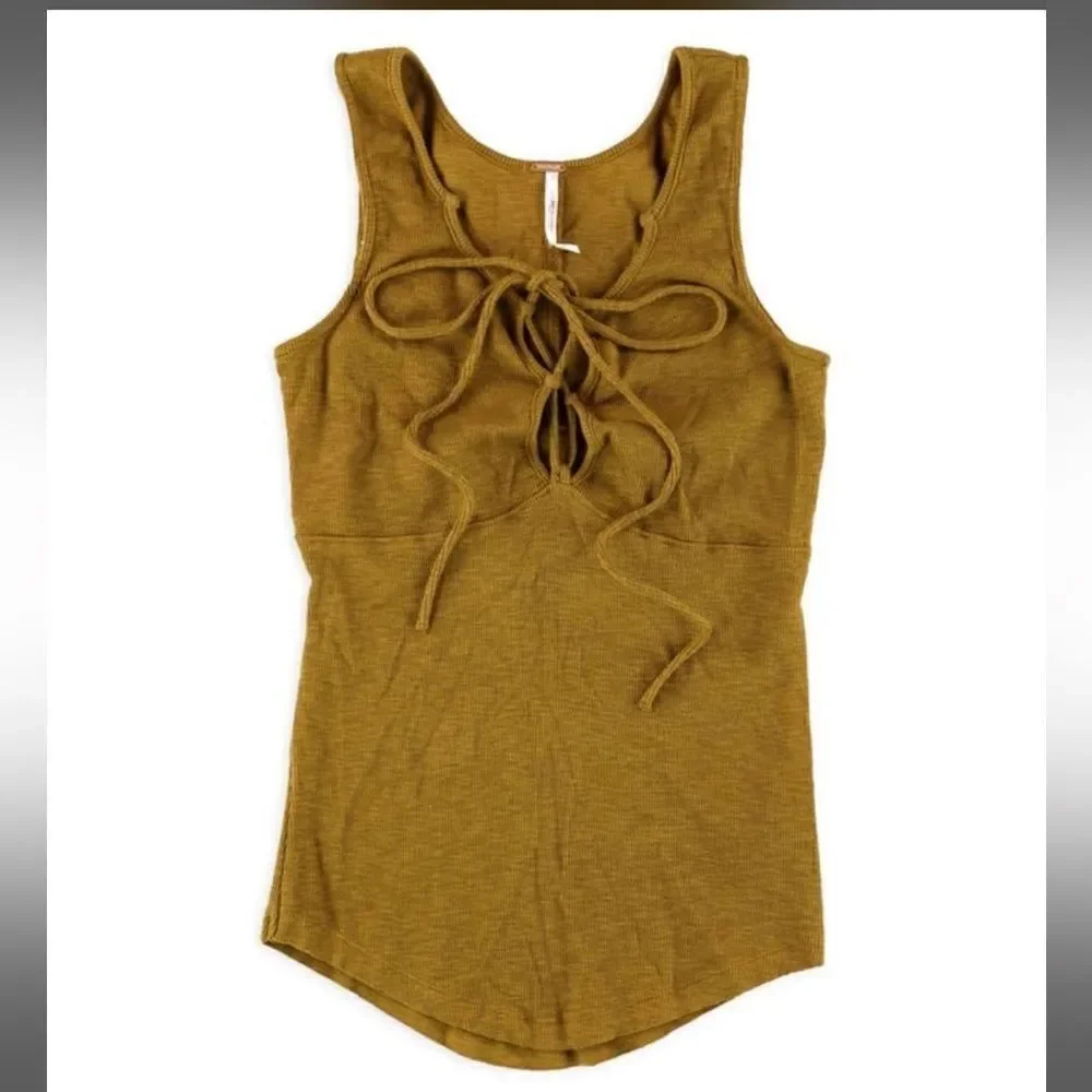 Free People Brown Criss Cross Tie Tank Top. Size Small. Excellent Condition!